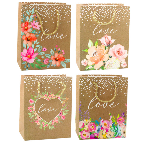 Gift Bag Love Inscription Flowers 23 x 18 x 10.5 cm