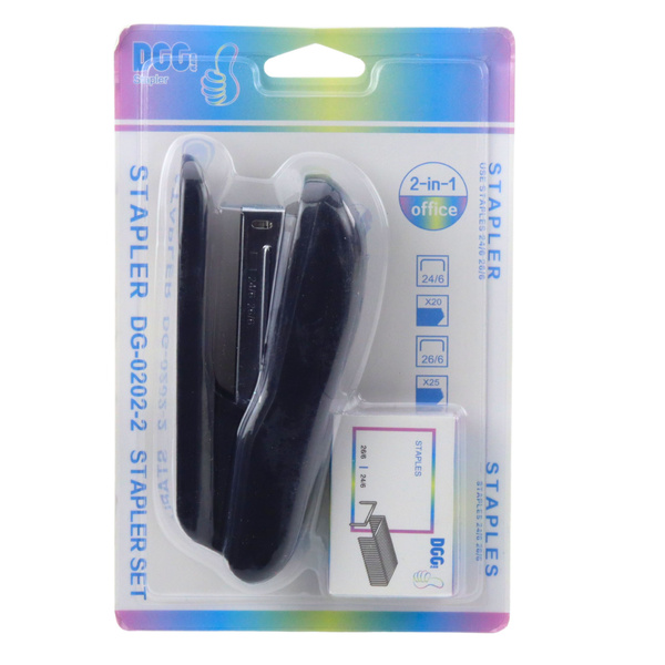 Zszywacz Biurowy Czarny Do 30 Kartek Zestaw Zszywek 24/6 13cm