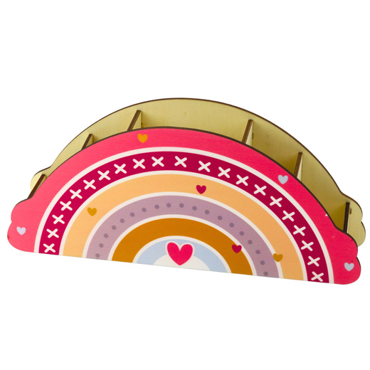 Schreibtisch-Organizer aus Holz für Kinder, Regenbogen-Pink