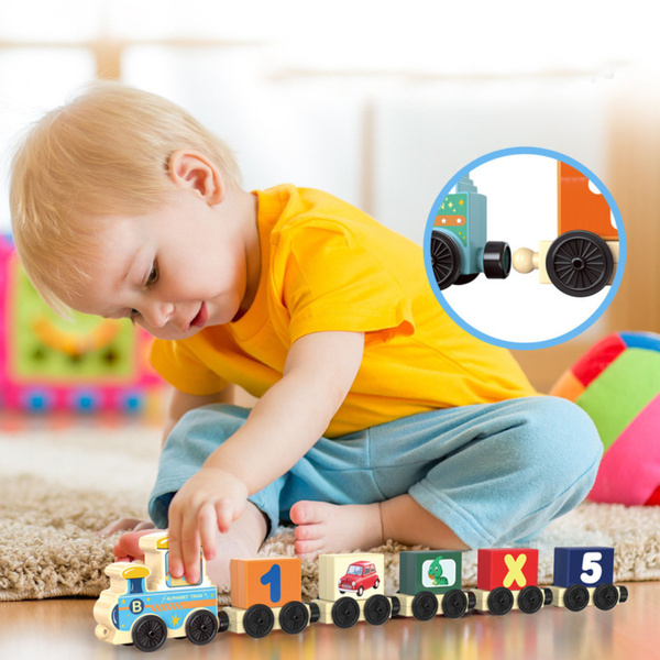 Educational Train, Letters, Numbers, Colorful, 16 pcs.