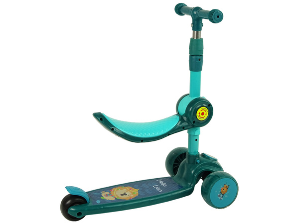 Three-wheeled balance scooter Saddle Green Music Diodes Lion