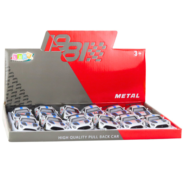 Metal Race Car with Opening Doors, Silver, 1:43