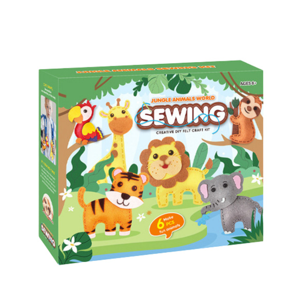 Kreatives Set aus bestickten Dschungeltieren aus Filz, 6-tlg