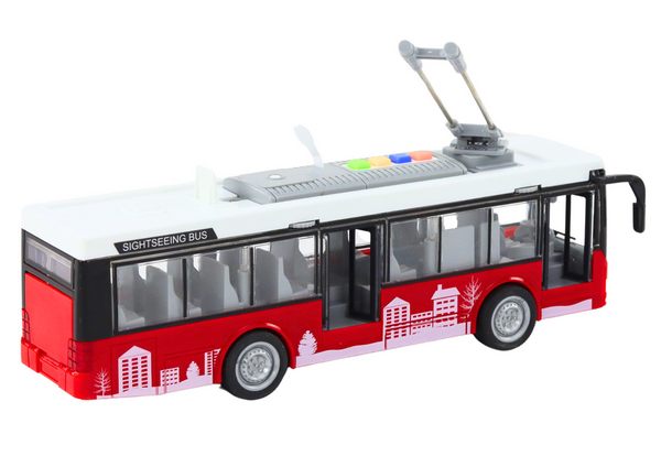 Trolleybus Bus 1:16 Lights Sounds Drive White and Red