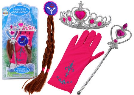 Kleine Prinzessin Zubehör Set Zauberstab Handschuh Krone Zöpfe