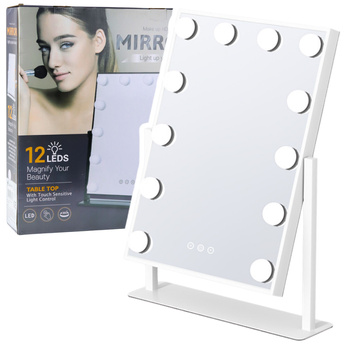 Hollywood Mirror with LED Lighting 12 Bulbs 3 Lighting Modes White