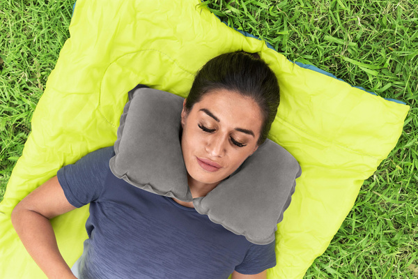 Inflatable Travel Pillow 46 x 28 cm Croissant Gray Bestway 67006