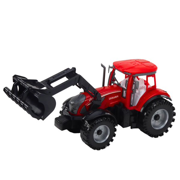 Set of Tractor with Loader and Agricultural Baler Red