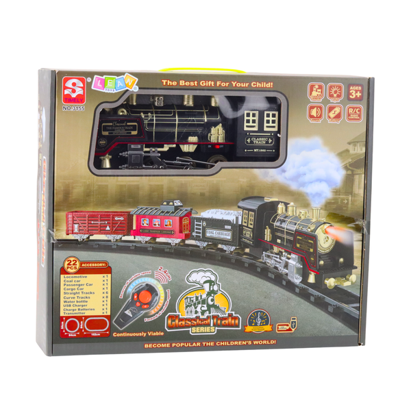 Remote Controlled Train Locomotive RC Lights Sounds Smoke 22 pcs.