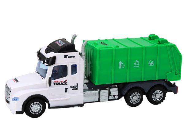 Remote Controlled RC Garbage Truck Green Lights Sounds