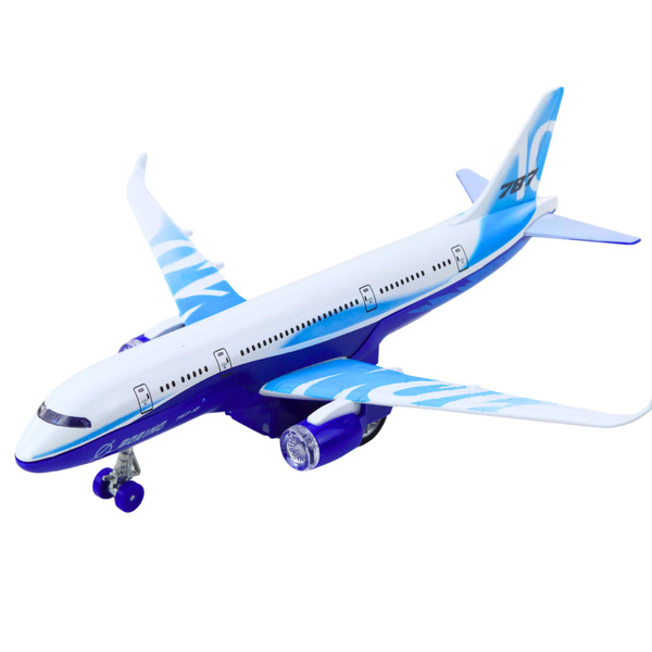 Passenger Plane with Pull Back Motor, Metal, Lights, Sounds, 23 cm
