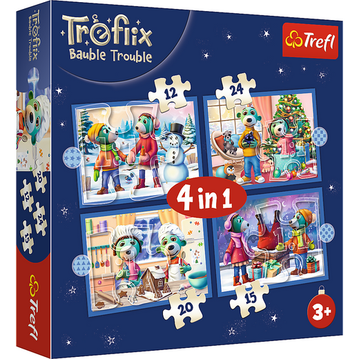 4-in-1 Puzzle – It's Snowing at the Trefliks' – Trefl 34657