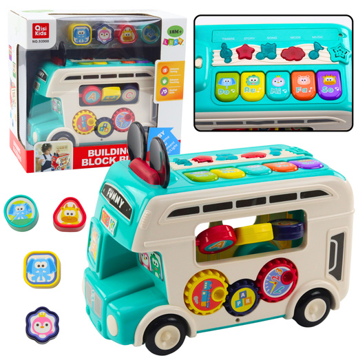Interactive Educational Bus Sorter Lights Sounds Turquoise