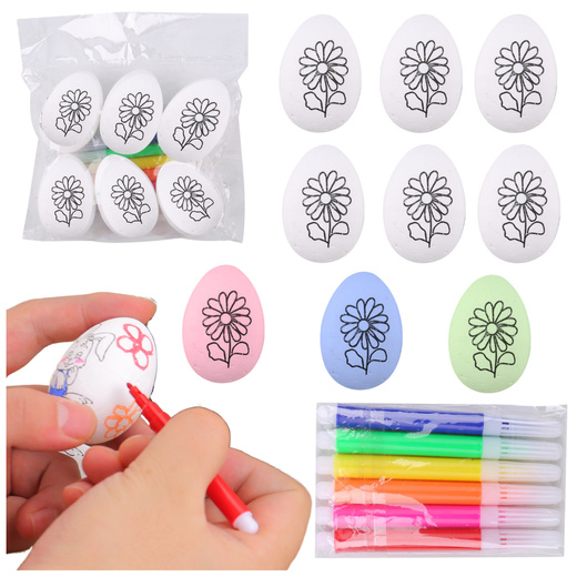 Easter Styrofoam Eggs For Painting Markers Flower Pattern D 6pcs