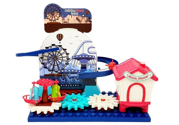 Zestaw z Klocków ze Zjeżdzalnią Samochodową Koła Zębate na Baterie