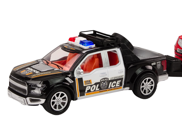 Police Set Car Pickup Off-Road Tow Truck Trailer Police