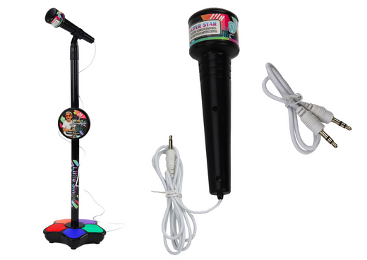 Microphone with Stand for Children, Adjustable, Black