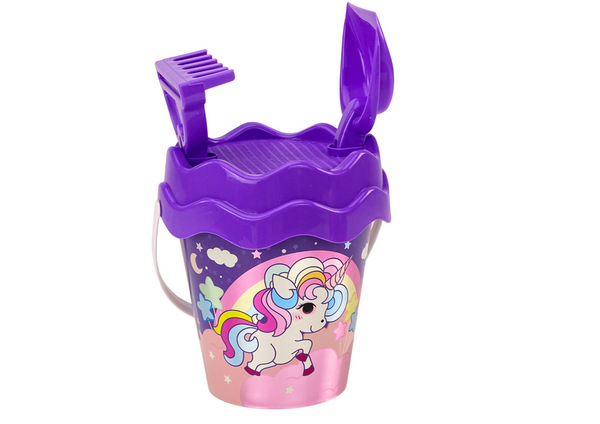 Sand Set, Bucket, Shovel, Rake, Watering Can, Purple Unicorn