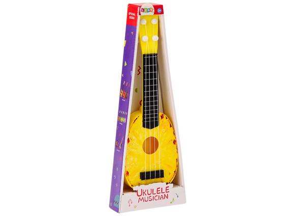 Ukulele für Kinder, Mini-Gitarre, 4 Saiten, Ananas-Thema, gelbe Gitarre 15″
