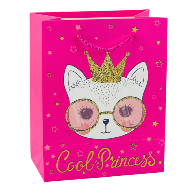 Paper Gift Bag Kittens Glitter Pink 23 x 18 x 10.5 cm