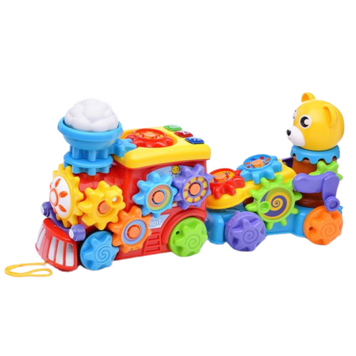 Interaktiver Musikzug für Kleinkinder Teddybär Zahnräder bunt