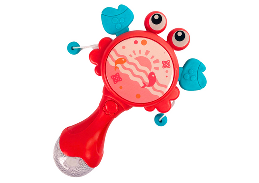 Babykrabbe Rassel Trommel Lichter Melodien Rot