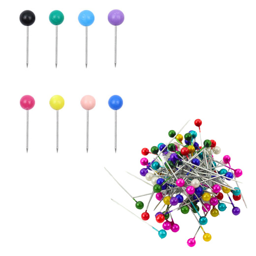 Set Büro-Schneiderstecknadeln mit farbigem Kopf - 100-tlg.