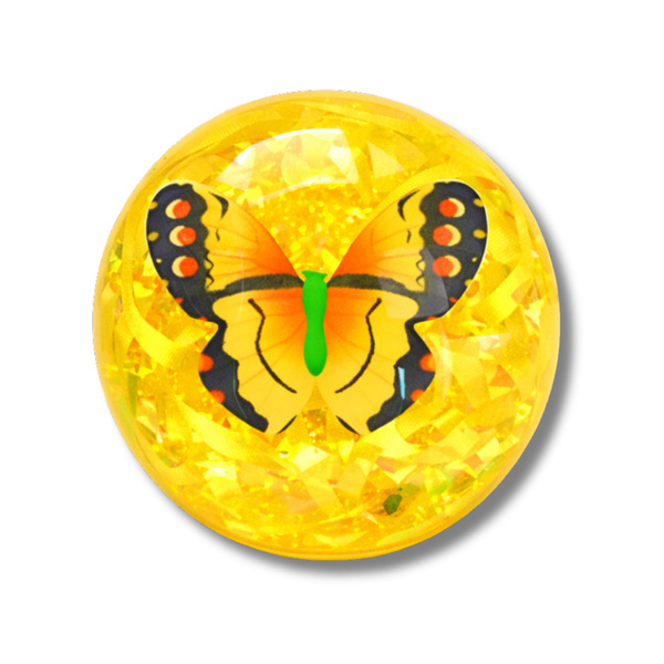 Elastischer Hüpfball aus Gummi, Konfetti, Schmetterlings-Leuchtmix, 9 cm