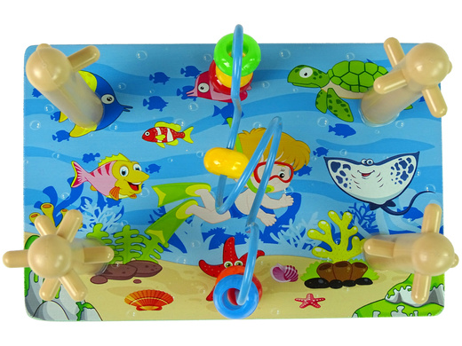 Drewniane Klocki Sorter Morski Świat Koraliki Edukacyjne 