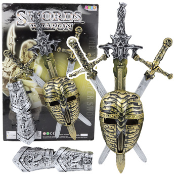 Knight Set 3 Swords Mask Protectors Realistic Decorations