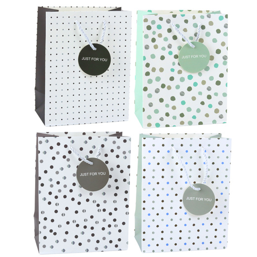 Geschenktüte mit Dots-Aufschrift „Just For You“ 23 x 18 x 10,5 cm