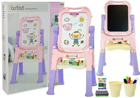 Tablica Magnetyczna Kredowa 2 w 1  Różowo Fioletowa  Akcesoria