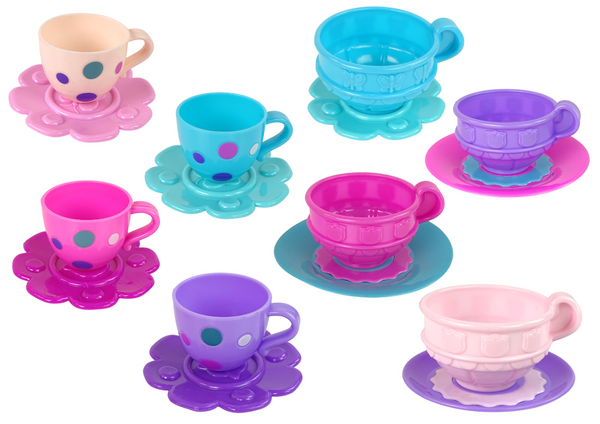 Tea Set Cups Plates Cutlery Bowls Purple
