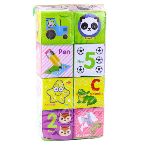Educational Blocks Cubes Colored Letters Animals Learning 8pcs.