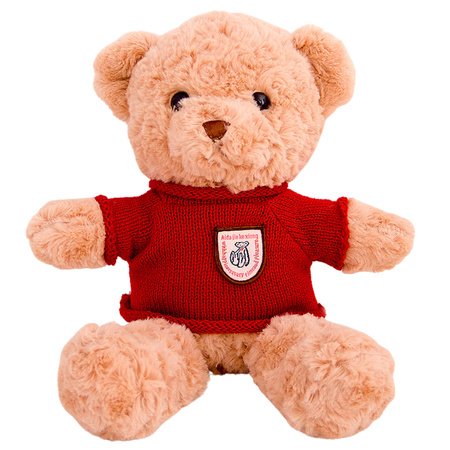 Plüsch Maskottchen Kuscheltier Teddybär Beige Rot Pullover 40cm