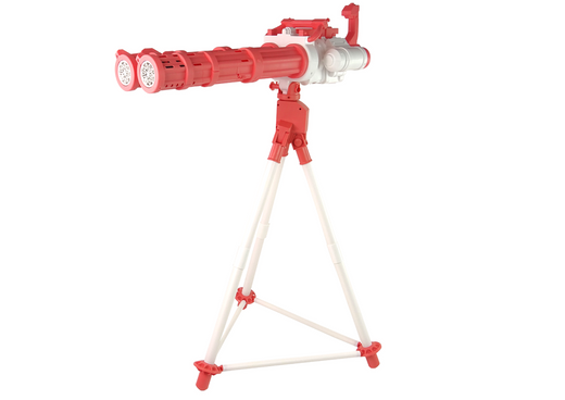 Pistole auf einem Stativ rosa Seifenblasen