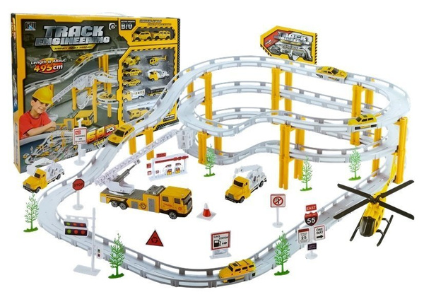 Multi Level Racing Track Parking With Accessories 10 Vehicles Cars Included