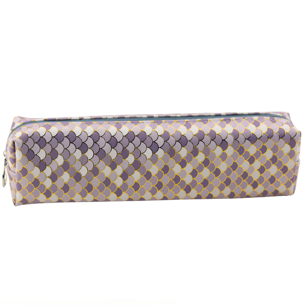 Graustufen-Federmäppchen mit glänzenden Goldelementen