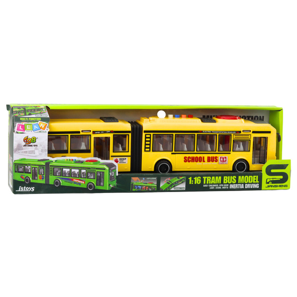 Articulated School Bus Opening Doors Lights Sounds Yellow 1:16