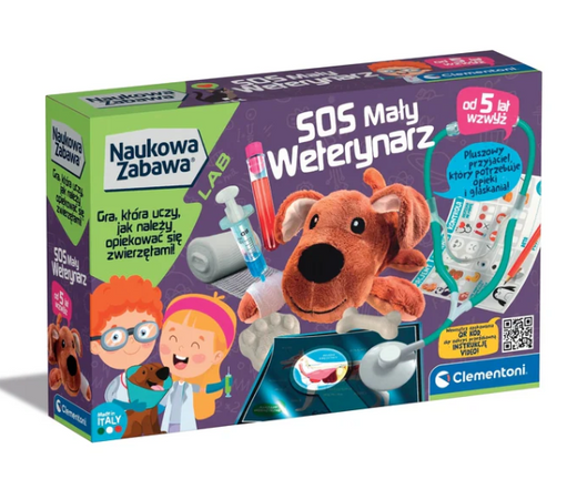 Science & Play Little Vet Set SOS Little Vet Puppy Polish Language Clementoni 50712