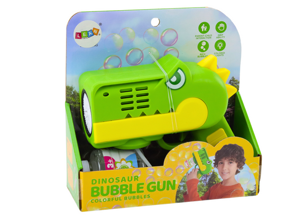 Green Dinosaur Light Bubble Gun