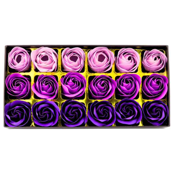 Blumenbox Ewige Duftrosen Blumen in einer Box Lila 18 Stück.