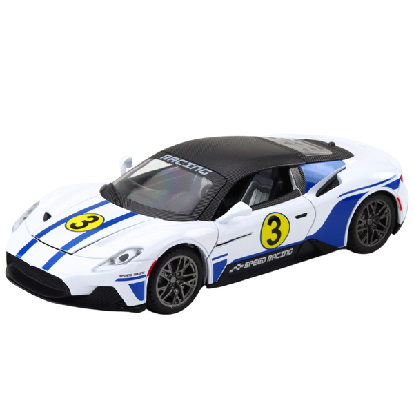 Metal Sports Car Lights Sounds Drive White 1:22