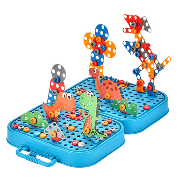 DIY-Schraubendreher-Set, Koffer, Puzzle, Dinosaurier, Blöcke, Schraubendreher, 228-tlg.