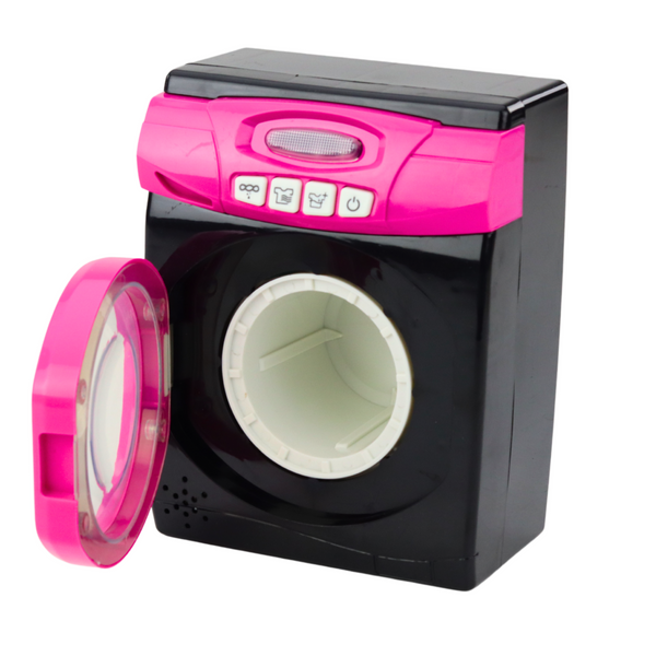 Set of household appliances Interactive washing machine Sounds Accessories Black and Pink