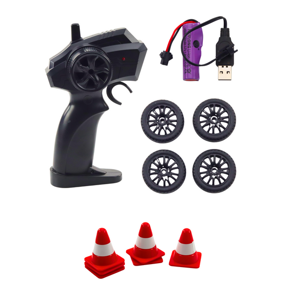 Sportliches Driftauto mit austauschbaren Rädern, ferngesteuertem RC 4WD, Rot