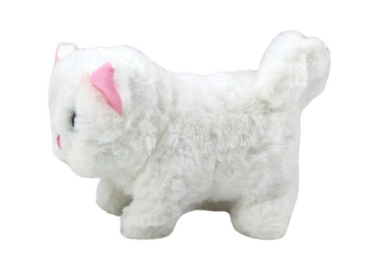 Plush Interactive Animal Kitten Walks and Meows White