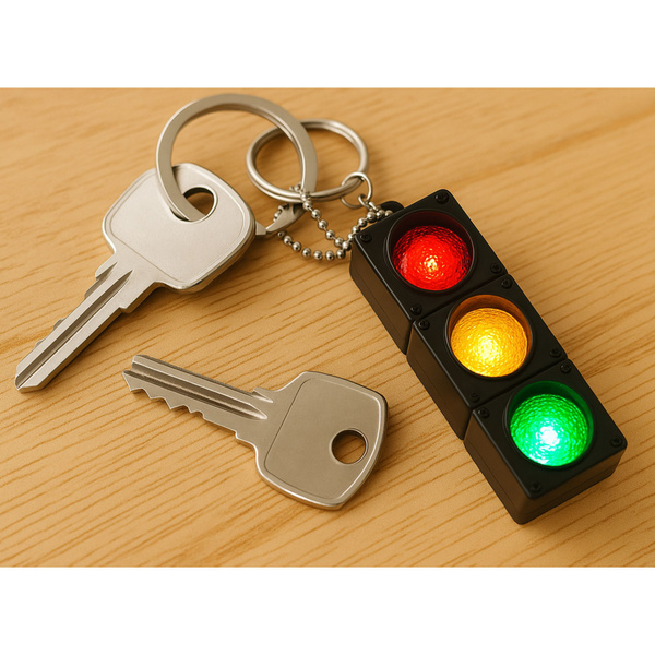 Flashing Educational Traffic Light Keychain