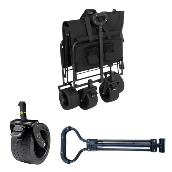 Foldable Garden Beach Transport Cart Black 120L
