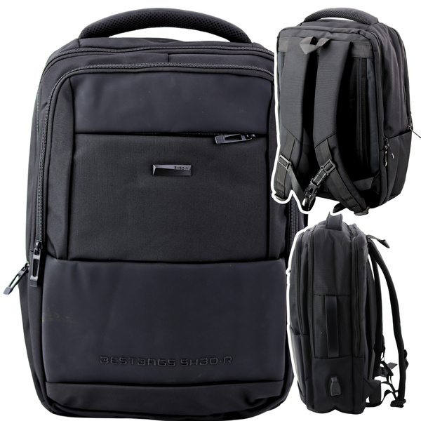 City Business Rucksack USB Brustgurt Schwarz 26L 45cm